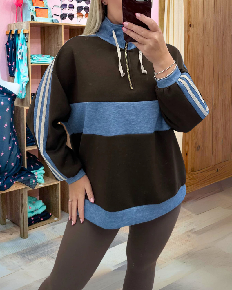 Trendy Colorblock Half-Zip Pullover