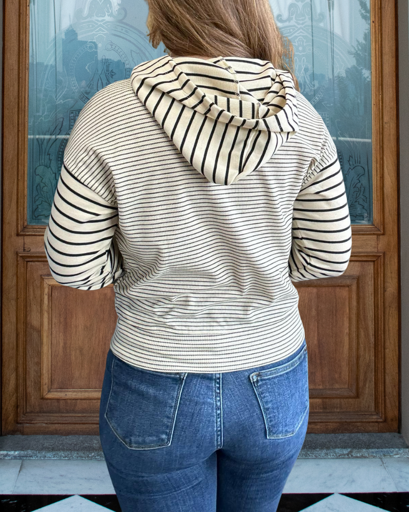 Striped Waffle Panel Hoodie