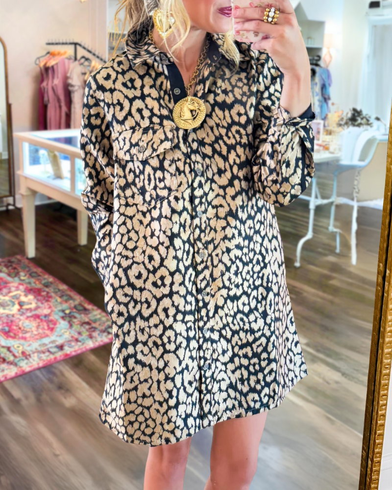 Leopard Button Mini Dress