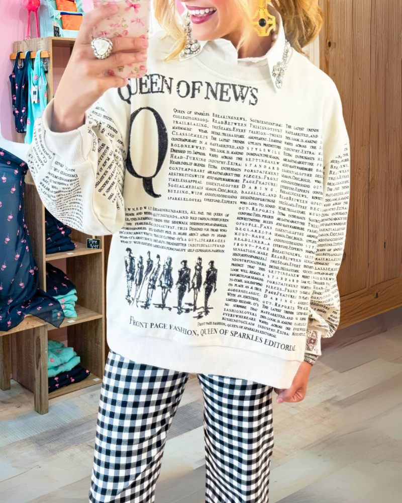 Chic Newspaper Crewneck Sweatshirt