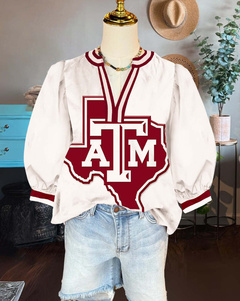TAMU Aggies Graphic Satin Top