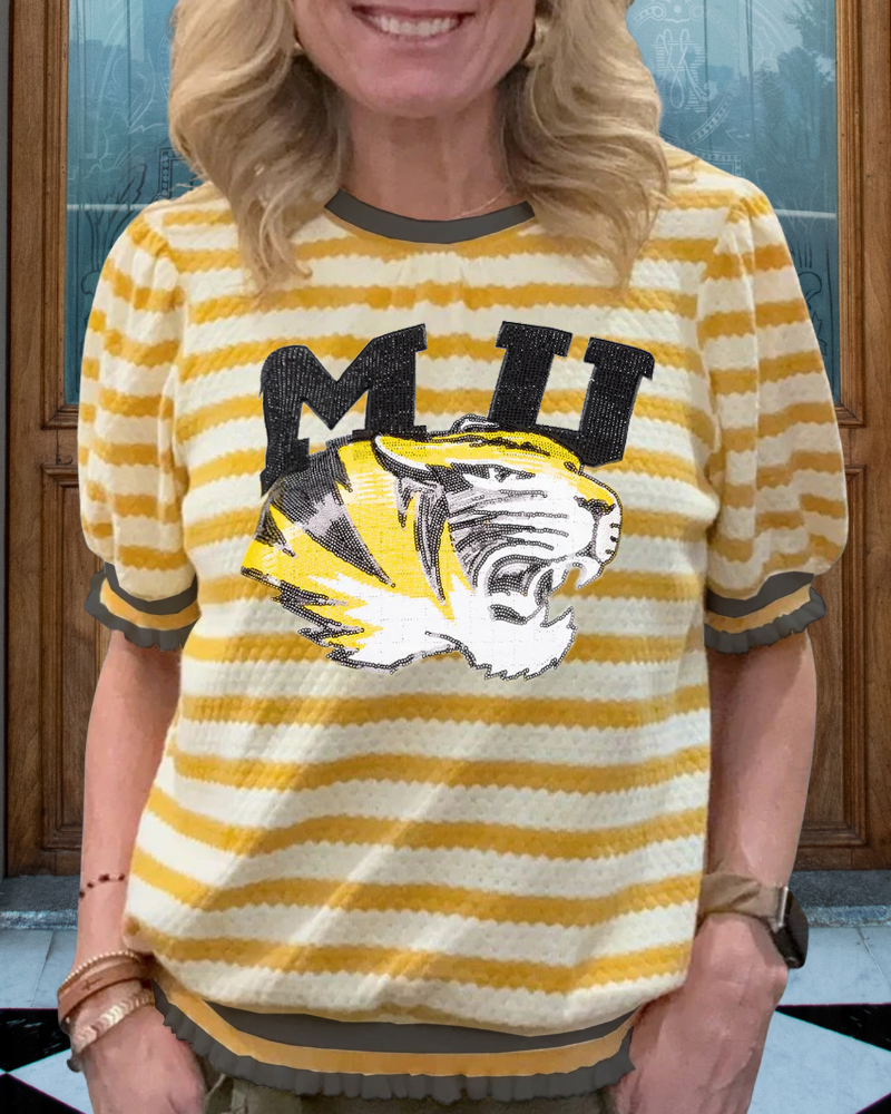 Missouri Tigers Sequin Striped Top