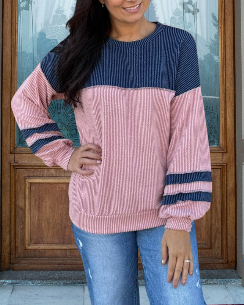 Stylish Colorblock Ribbed Sweater