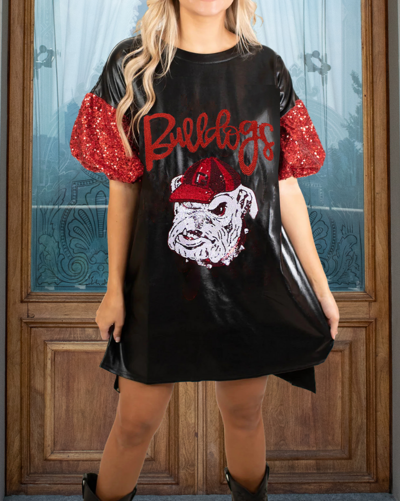 Bulldog Sequined Leather Dress
