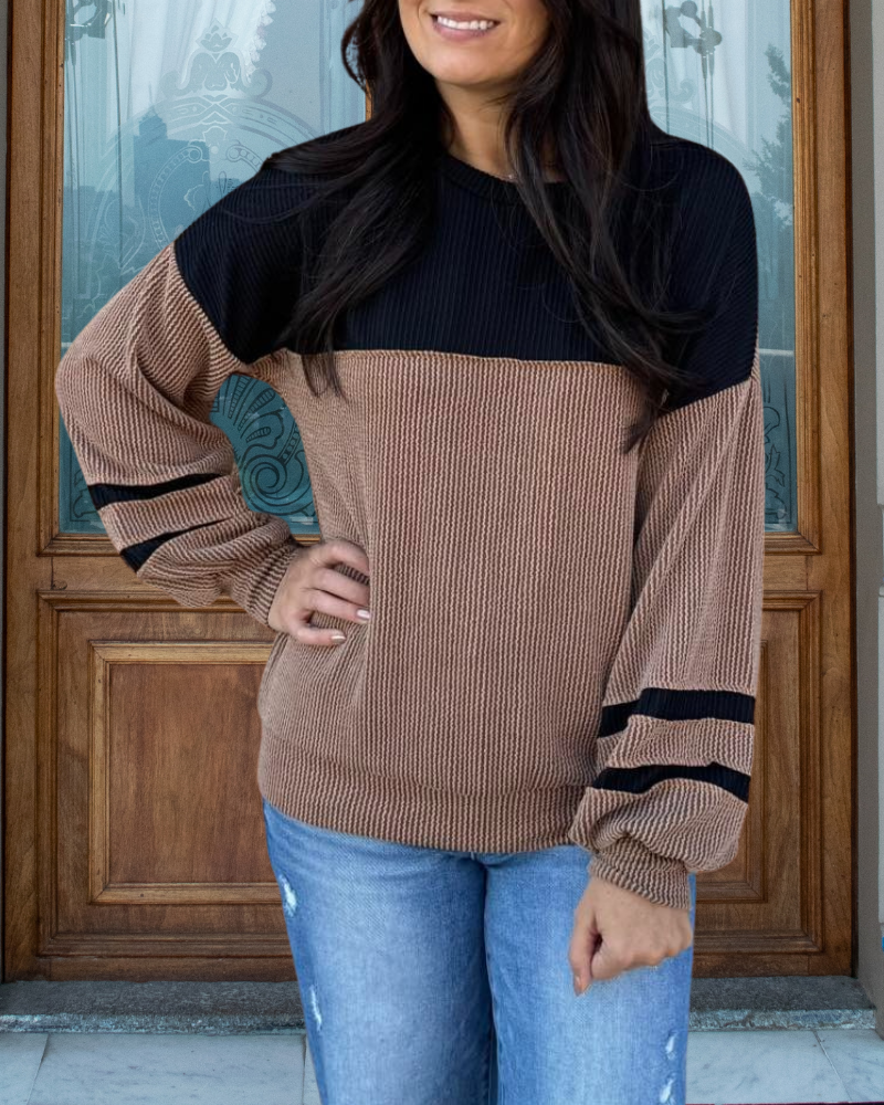 Stylish Colorblock Ribbed Sweater