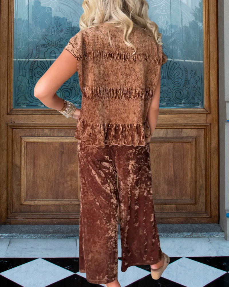 Chic Pleated Velvet Set
