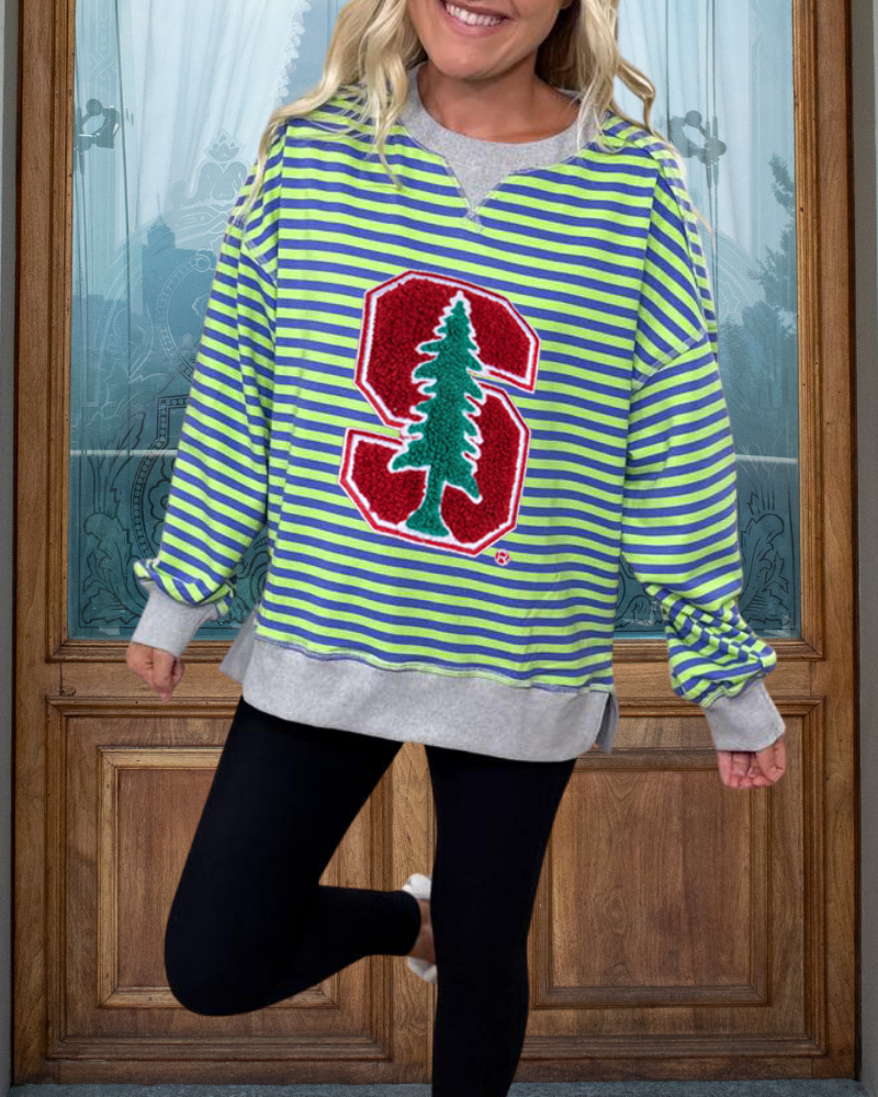 Stanford Embroidered Striped Sweatshirt