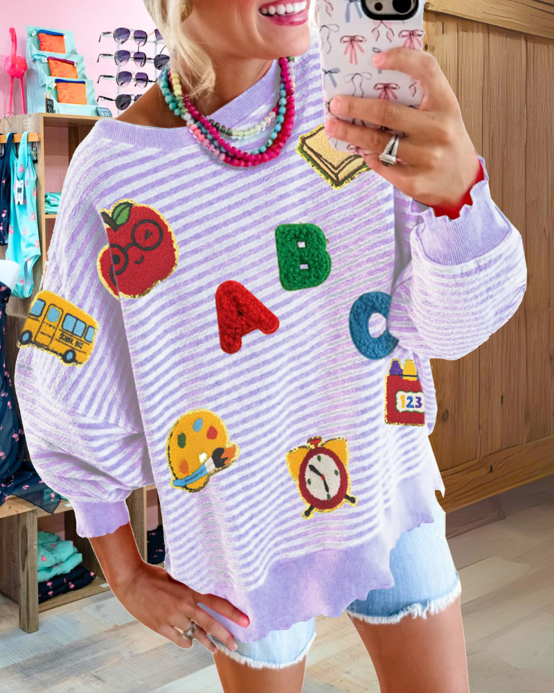 School Sequin Stripe Sweatshirt