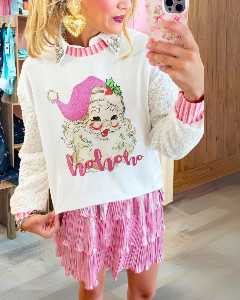Whimsical Sequin Santa Sweatshirt