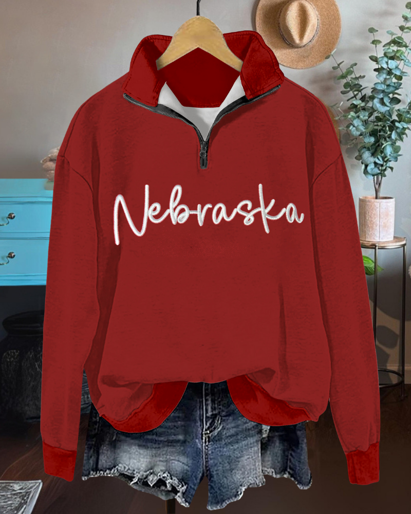 Nebraska Huskers Embroidered Half Zip Sweatshirt