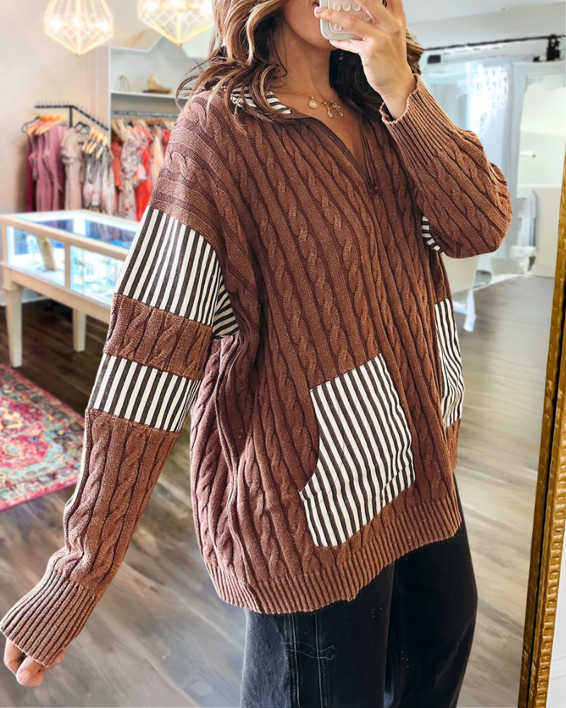 Cable Knit Half-Zip Pullover