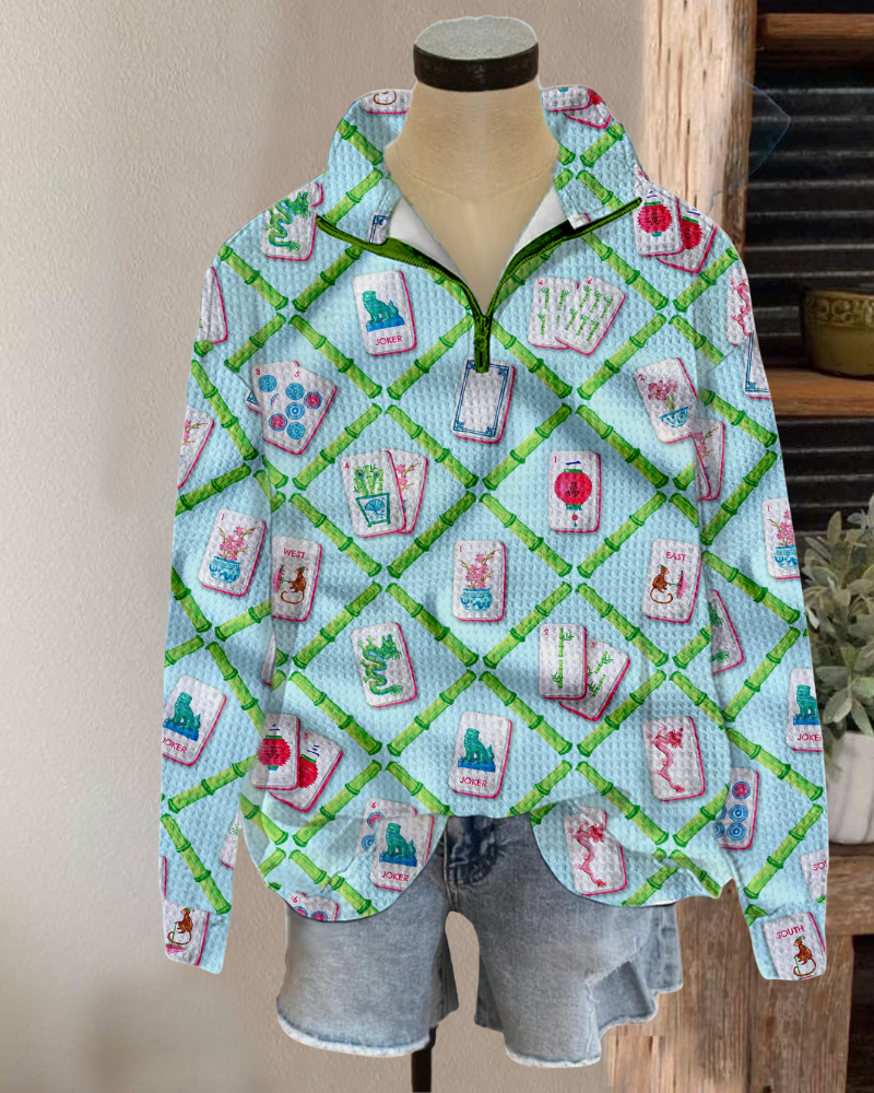 Mahjong Waffle Half-Zip Sweatshirt