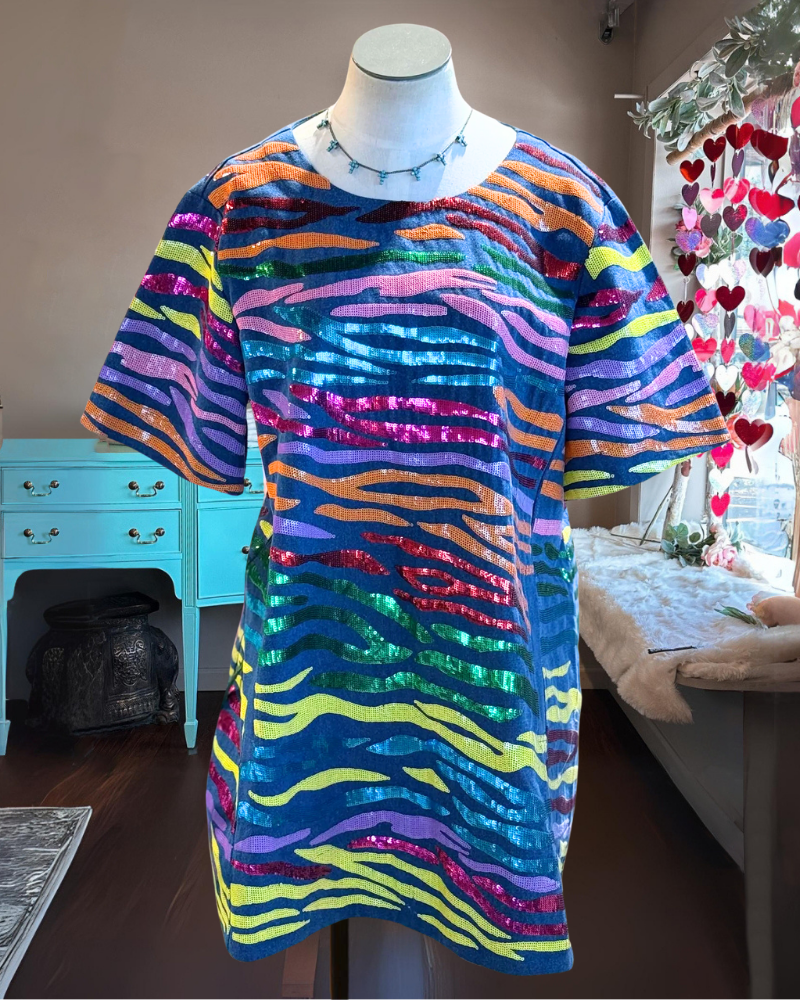 Colorful Textured Sequin Mini Dress