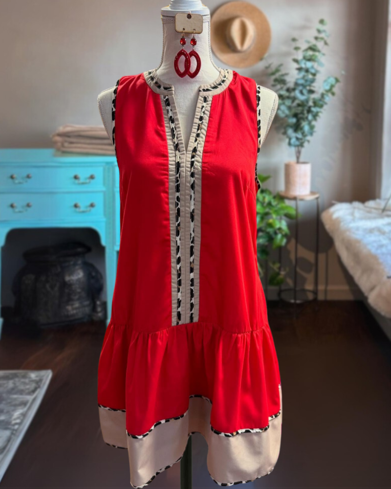 Colorblock Leopard Mini Dress
