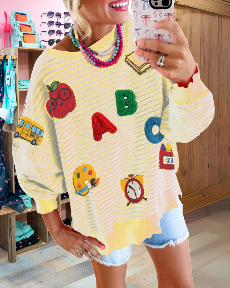 School Sequin Stripe Sweatshirt