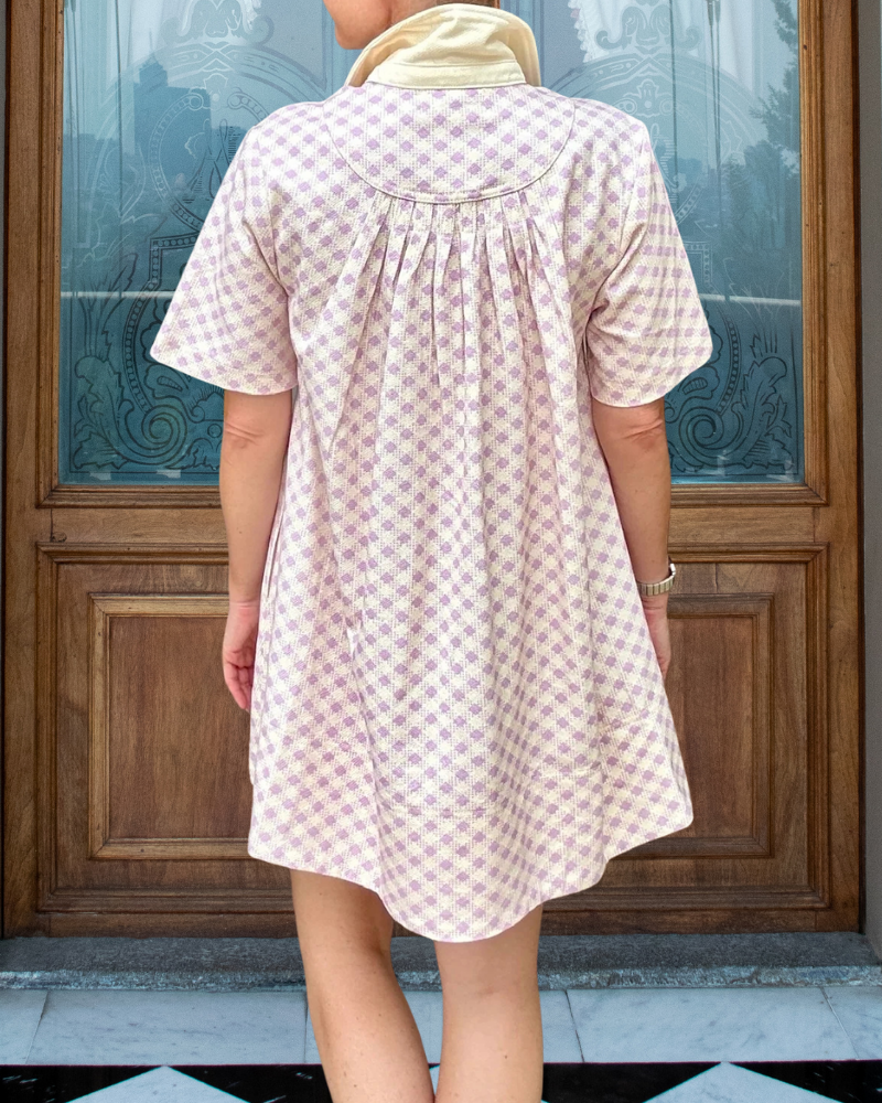 Fresh Plaid Half-Open Collar Dress