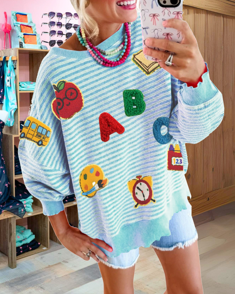 School Sequin Stripe Sweatshirt