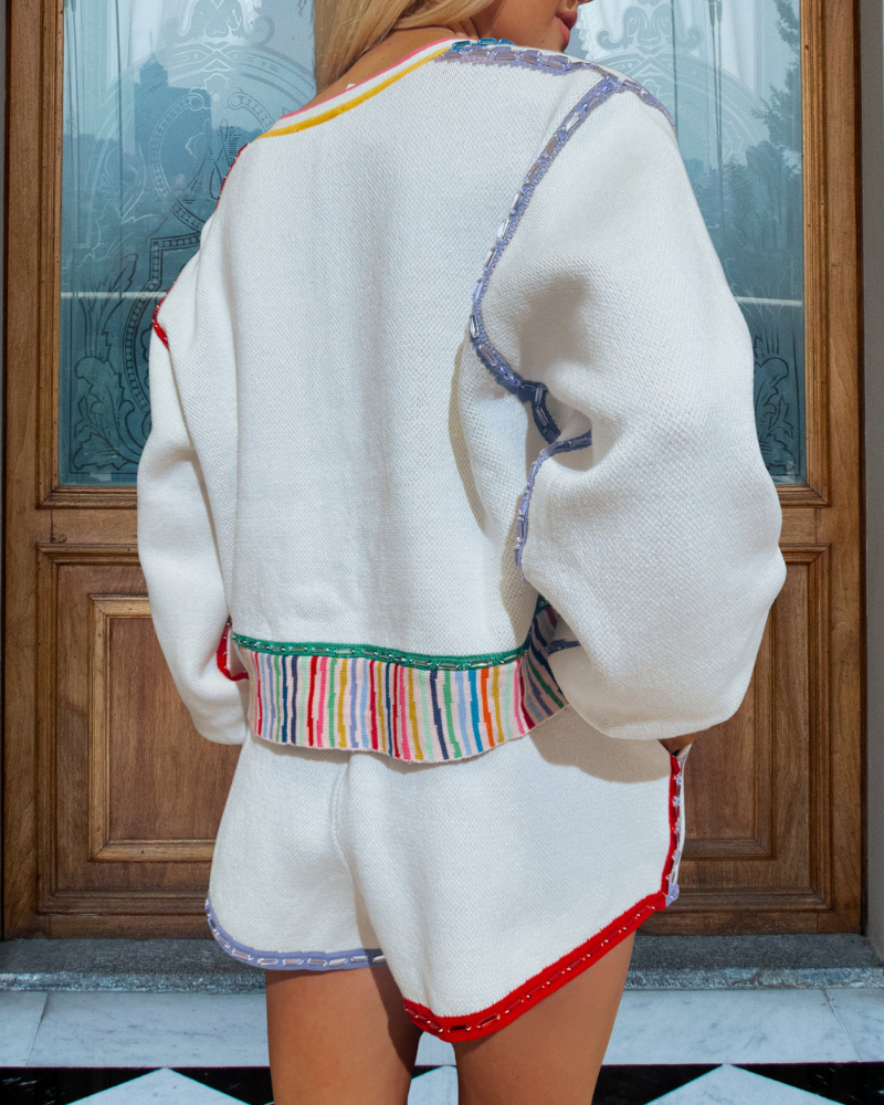 Rainbow Stripe Rhinestone Embroidery Set