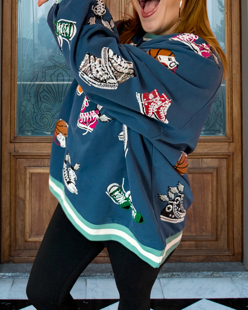 Flying Sneakers Sequined Sweatshirt