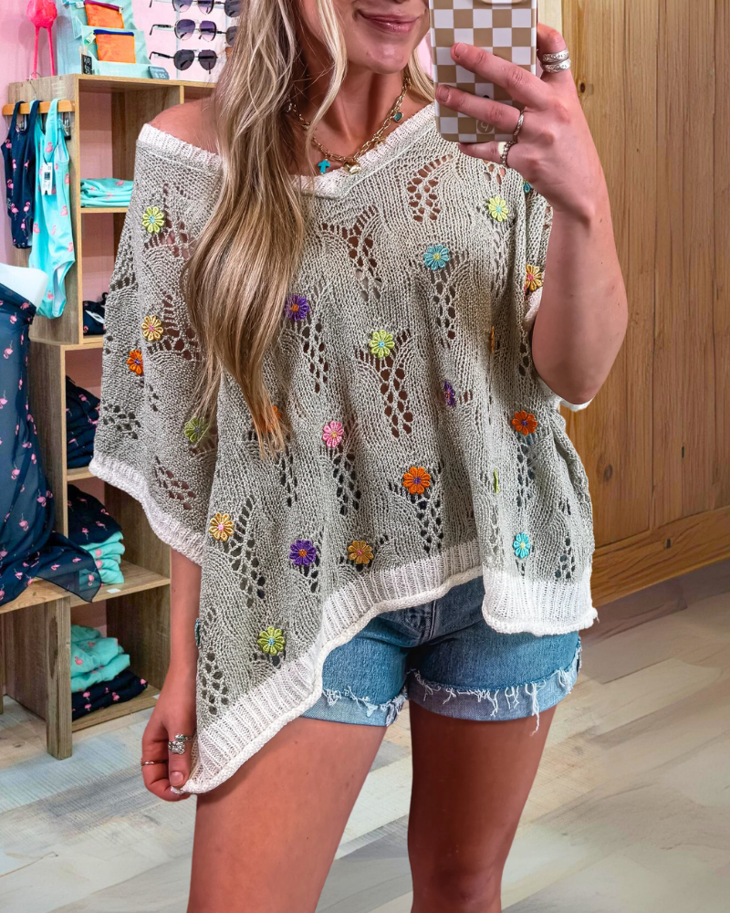 Floral Patch Crochet Top