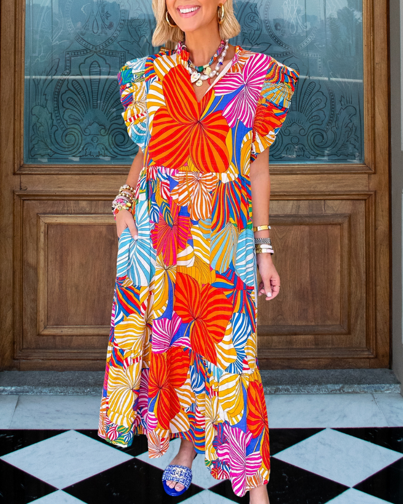 Colorful Kaleidoscope Satin Dress