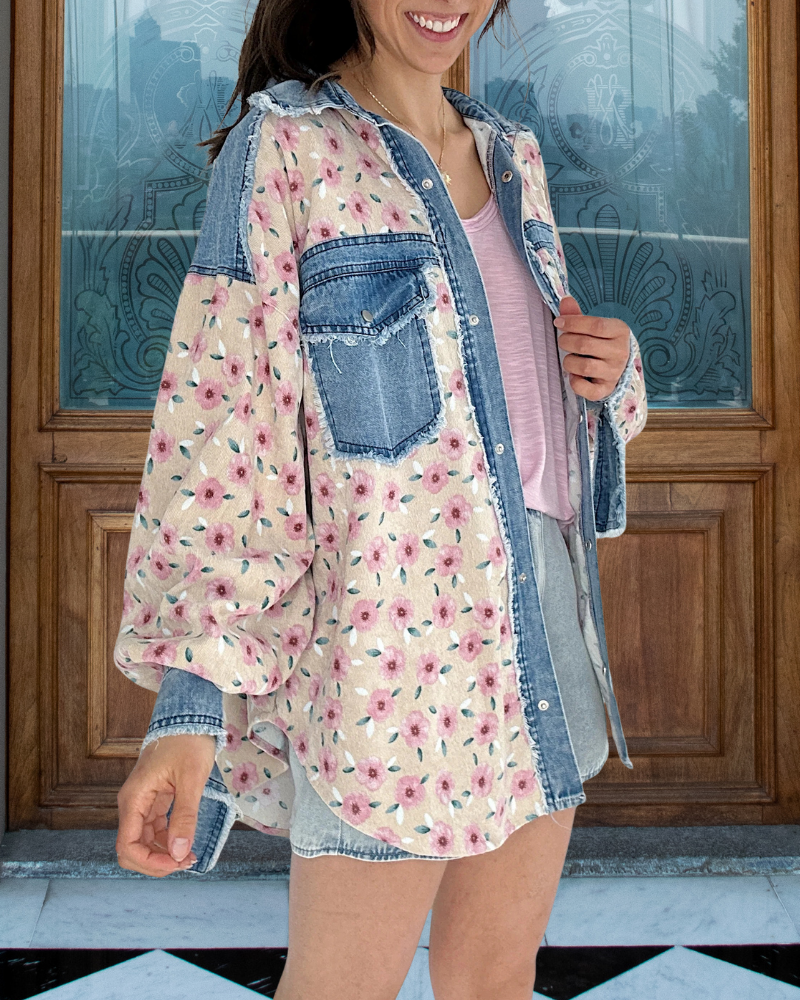 Unique Floral Denim Shirt