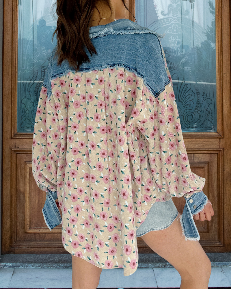 Unique Floral Denim Shirt