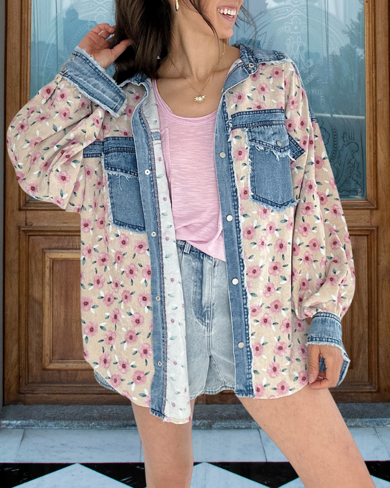 Unique Floral Denim Shirt