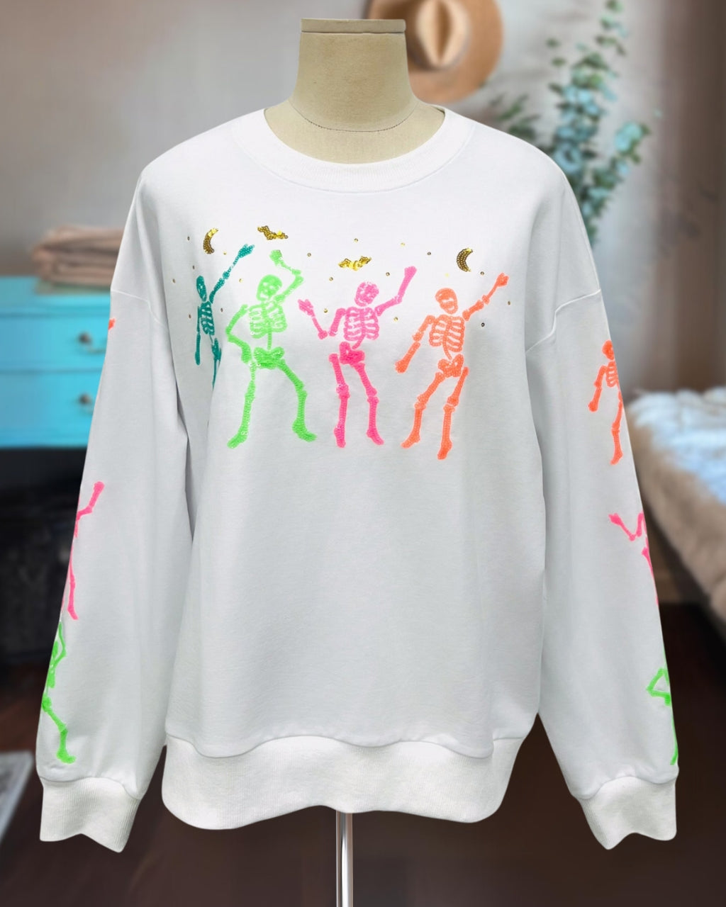 Neon Dancing Skeleton Pullover