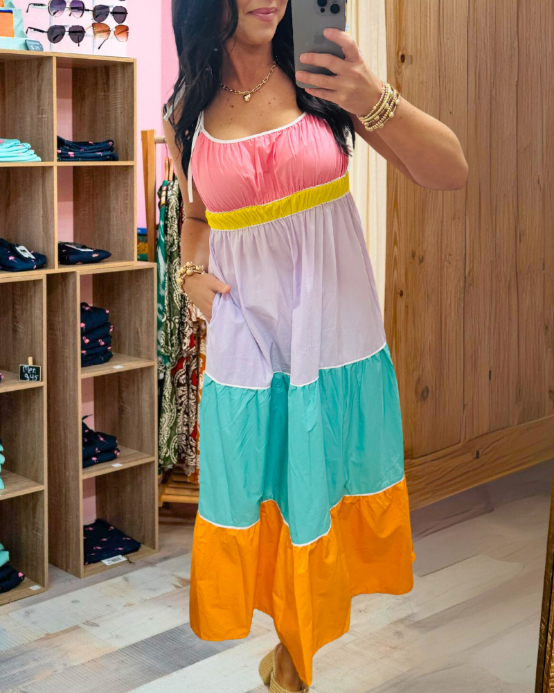 Color Block Layered Slip Dress