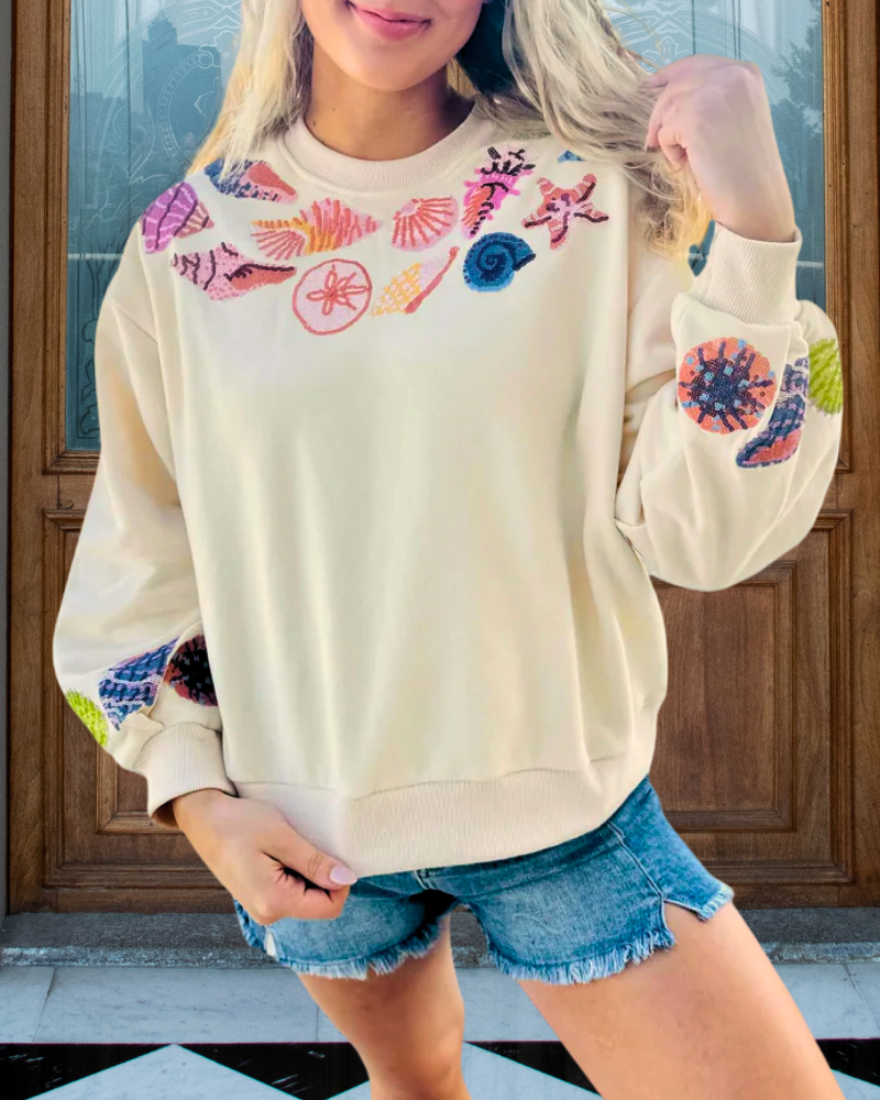 Holiday Shell Sequin Sweatshirt