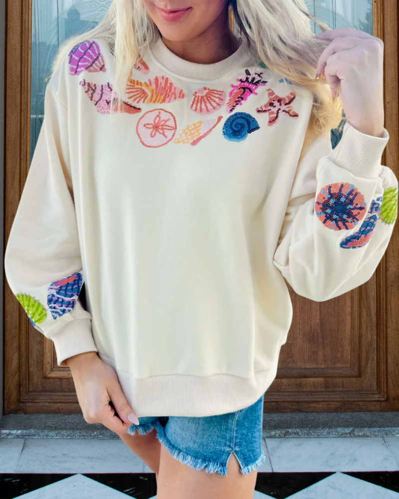 Holiday Shell Sequin Sweatshirt