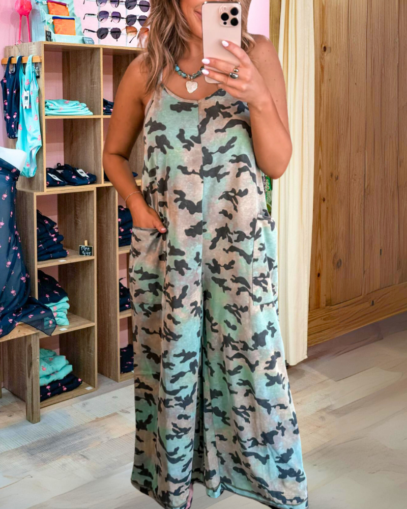 Fantasy Camouflage Sleeveless Jumpsuit