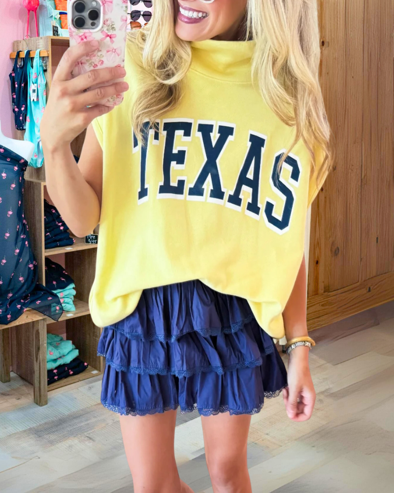 Oversized TEXAS Turtleneck Top