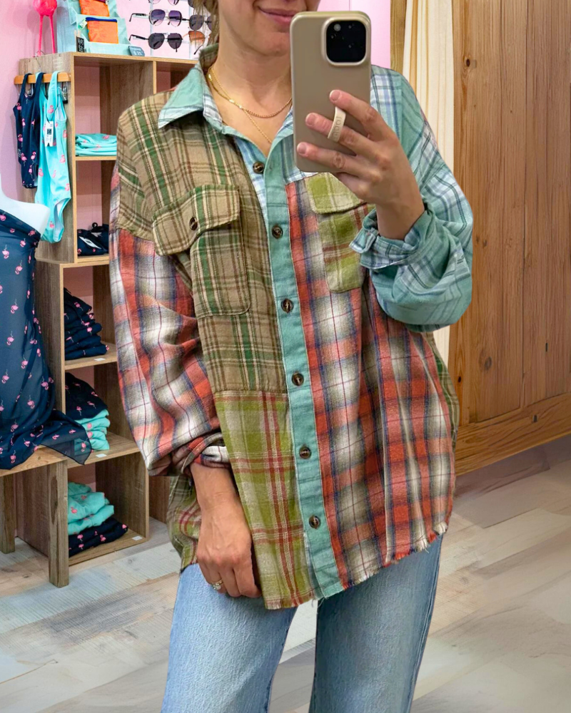 Stylish Colorful Mixed Plaid Shirt