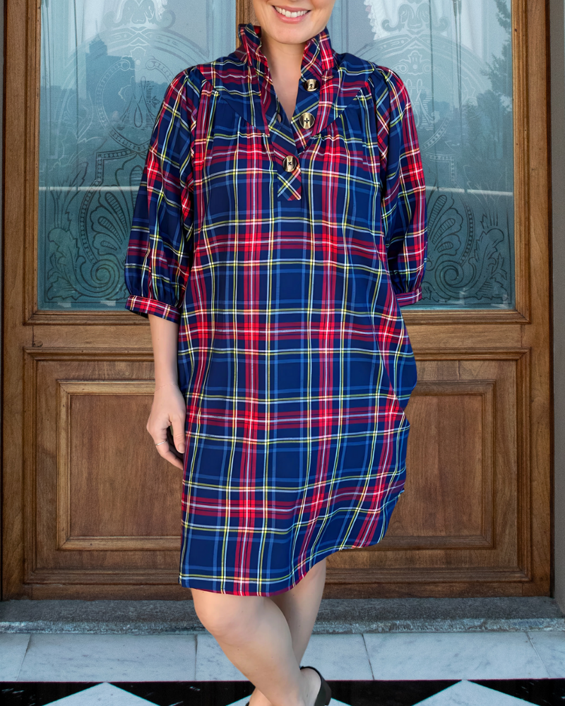 Stylish Striped Plaid Dress
