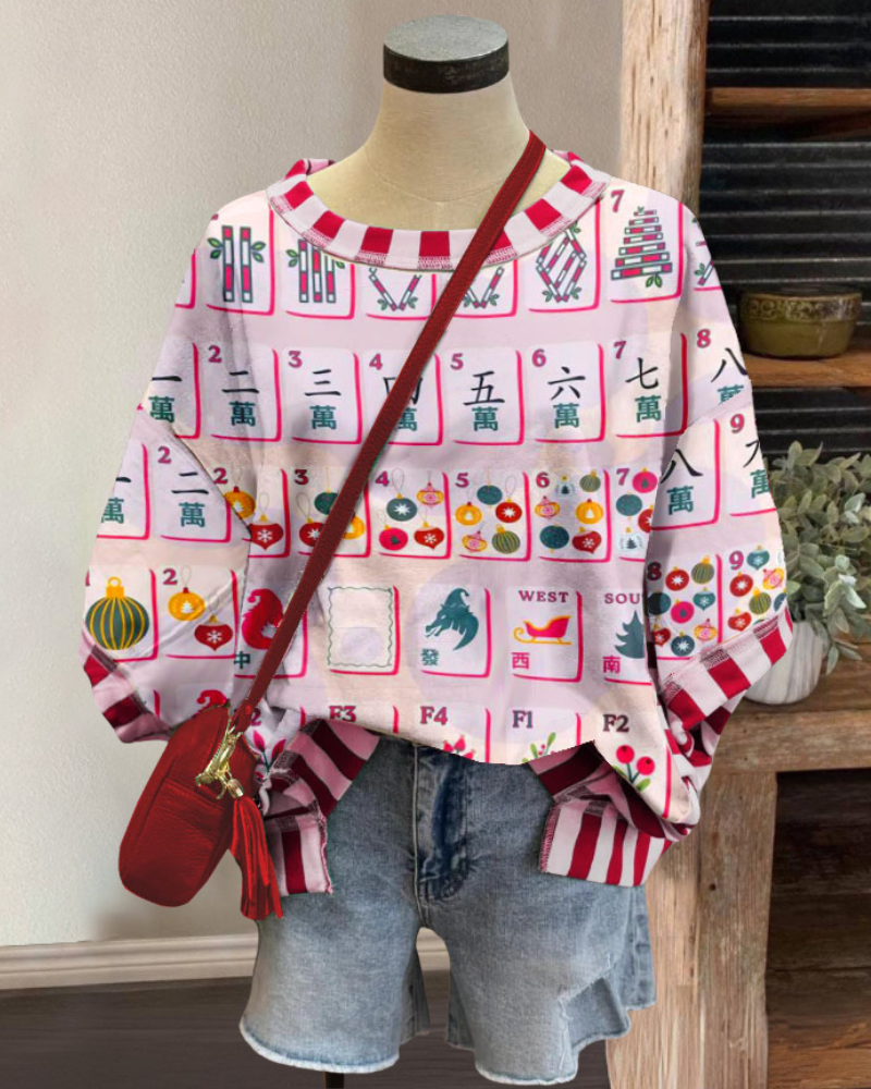 Mahjong Stripe Crewneck T-shirt