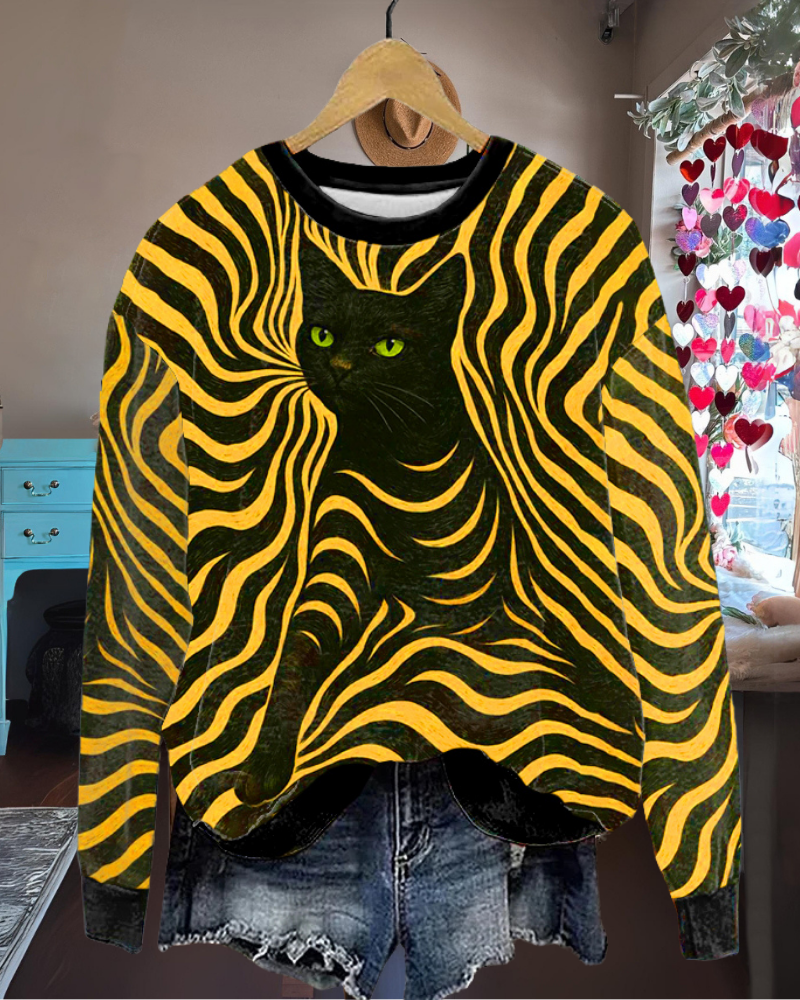 Dreamy Striped Cat Sweatshirt