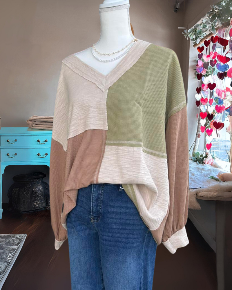 Oversized Colorblock Patchwork Top