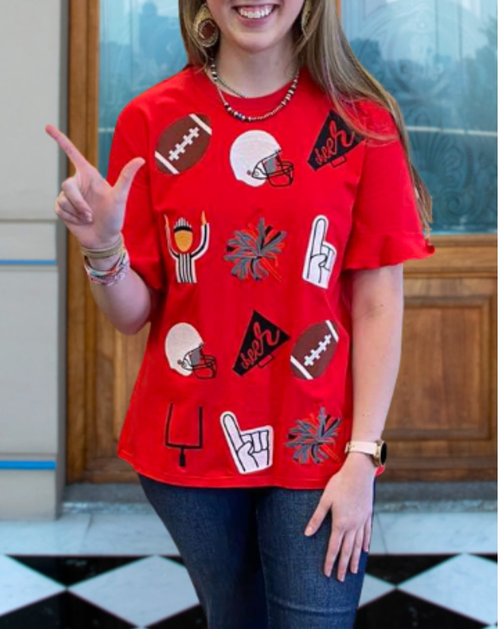 Football Game Embroidered Tee