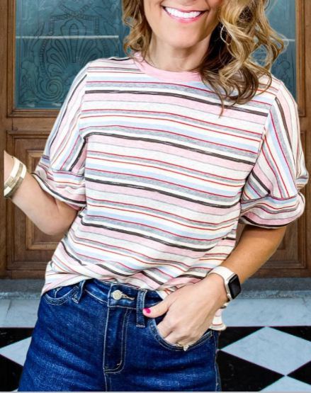 New Contrast Color Striped T-Shirt