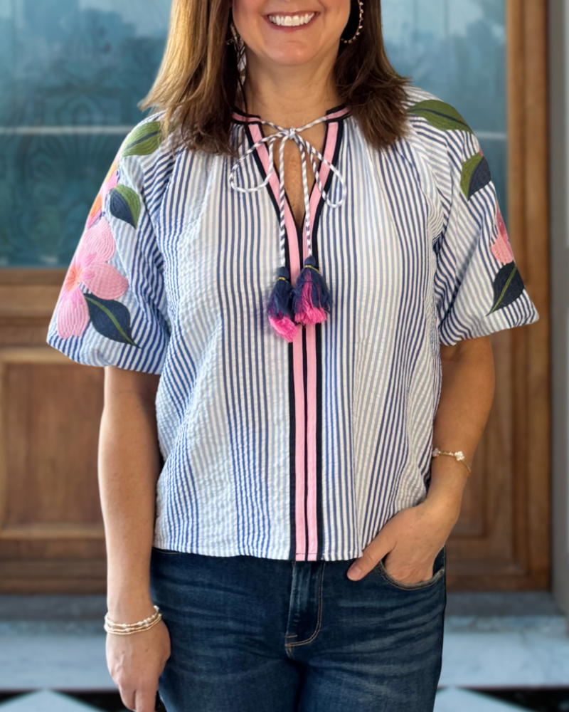 Bohemian Floral Stripes Top