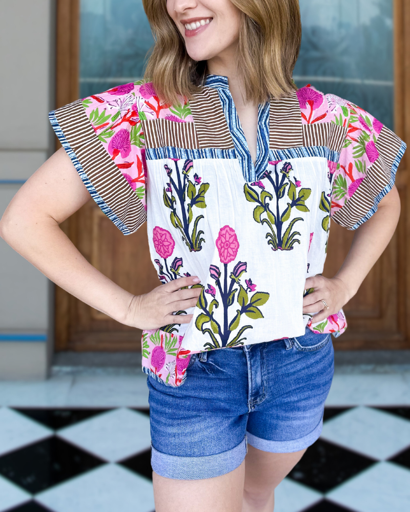 Chic Striped Floral Top