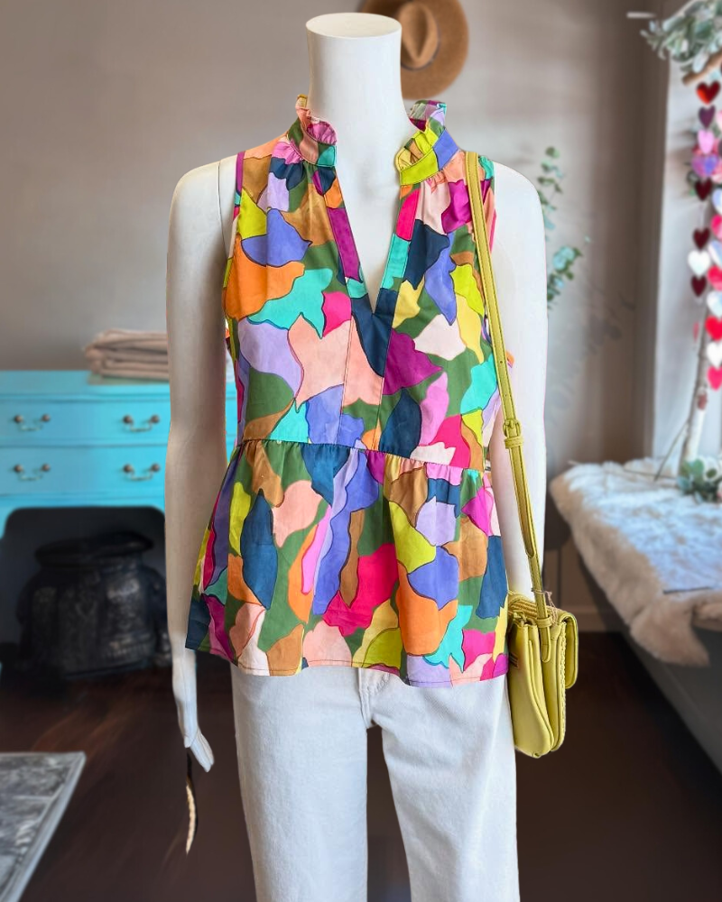 Abstract Print Sleeveless Top