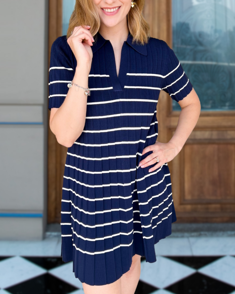 Nocturne Striped Knit Mini Dress