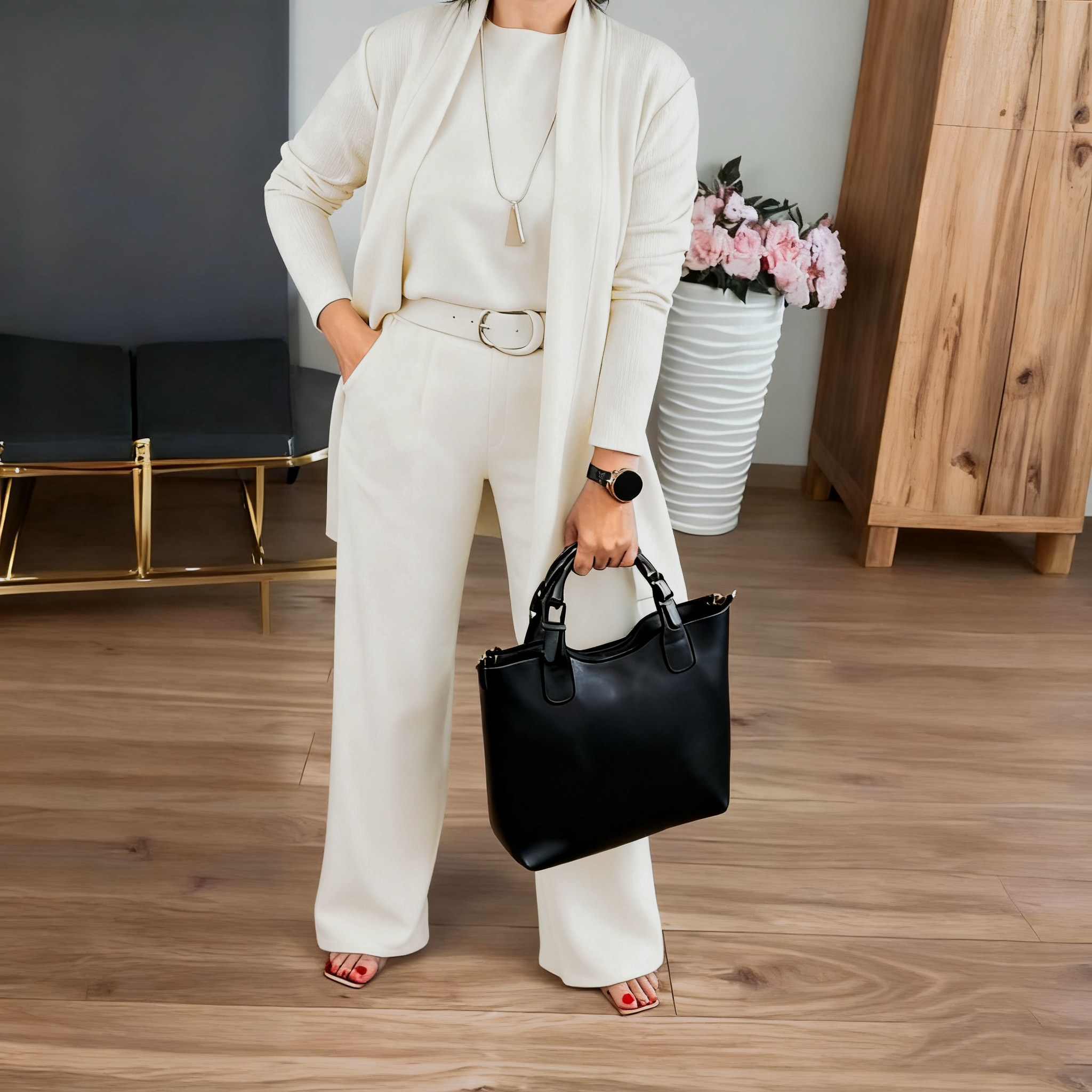 🎄 Christmas Spectacular: 50% Off 🎄 Grab the Elegant Longline Cardigan 3-Piece Set Now