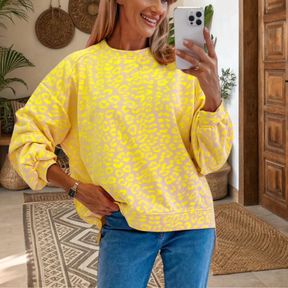 Leopard Print Crew Neck Sweatshirt