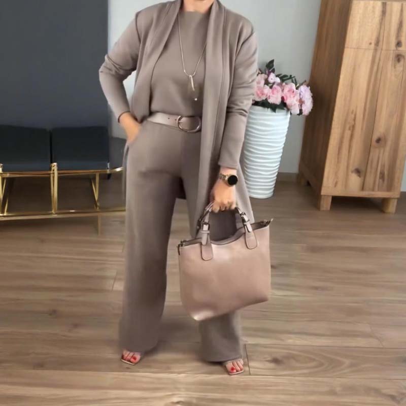 🎄 Christmas Spectacular: 50% Off 🎄 Grab the Elegant Longline Cardigan 3-Piece Set Now